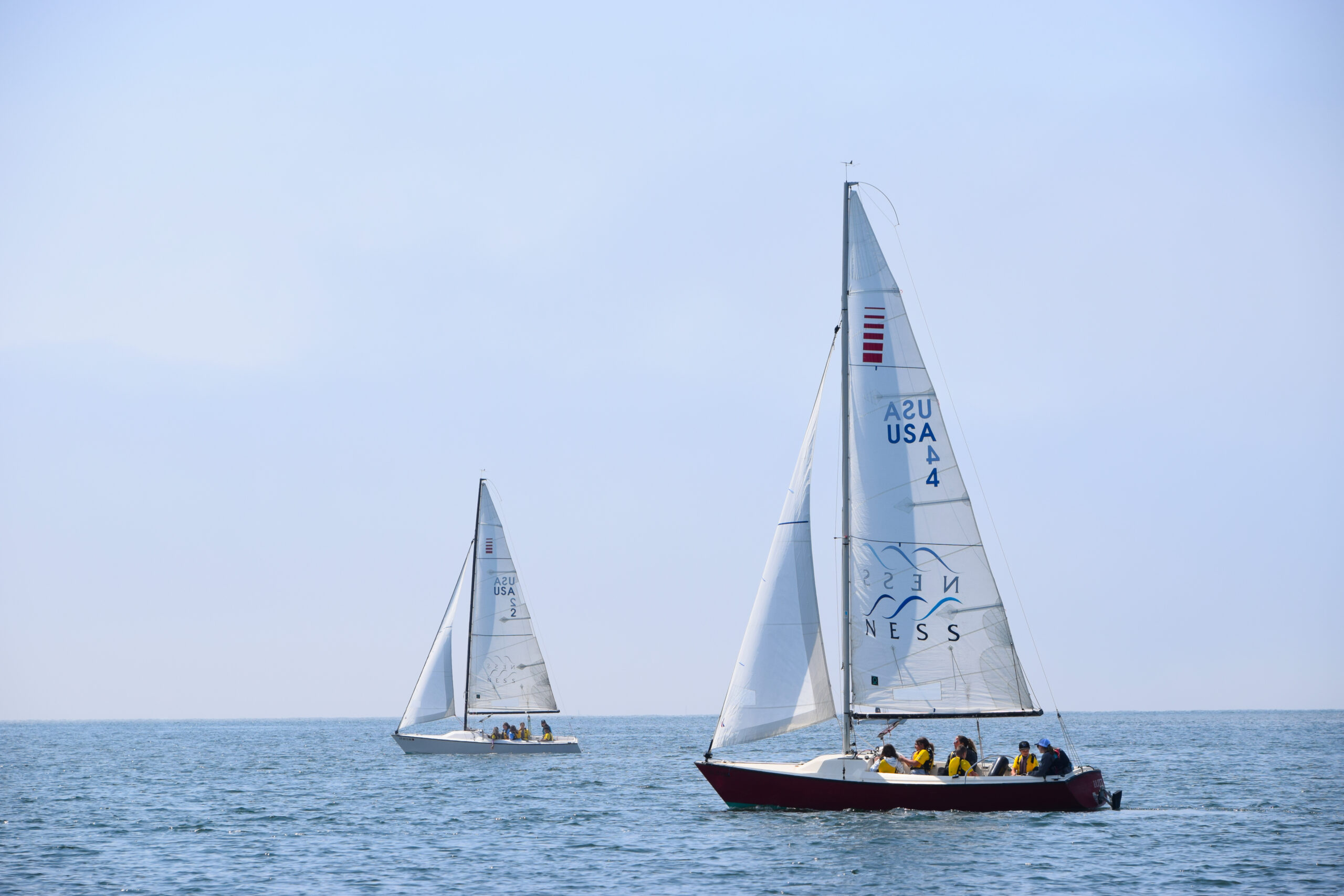 NESS school field expedition Sonar Sailing in Stonington Harbor.